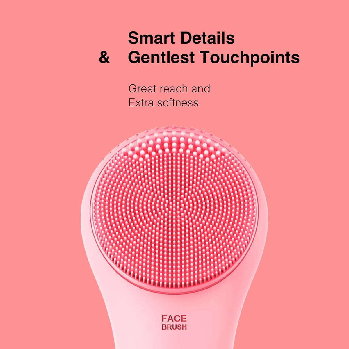 CLIE Facial Cleansing Brush, Waterproof and Rechargeable Electric Face Scrubber for Men & Women, Exfoliating, Massaging, and Cleansing - Pink