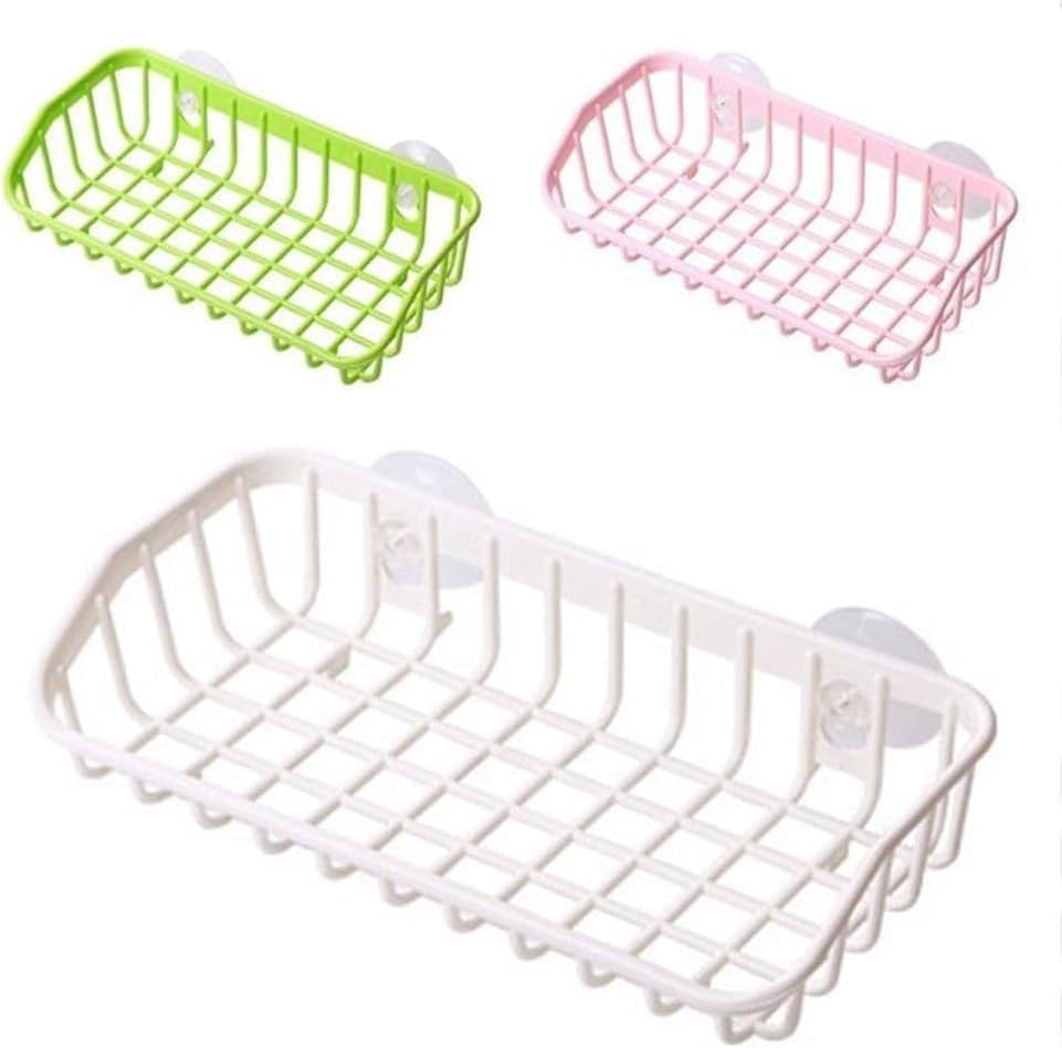 Pink Multifunctional Drain Rack,Hanging Storage Rack Drain Rack Sink Shelf Suction Cup Dishwashing Soap Sponge Holder for Kitchen Accessories Racks and Holders