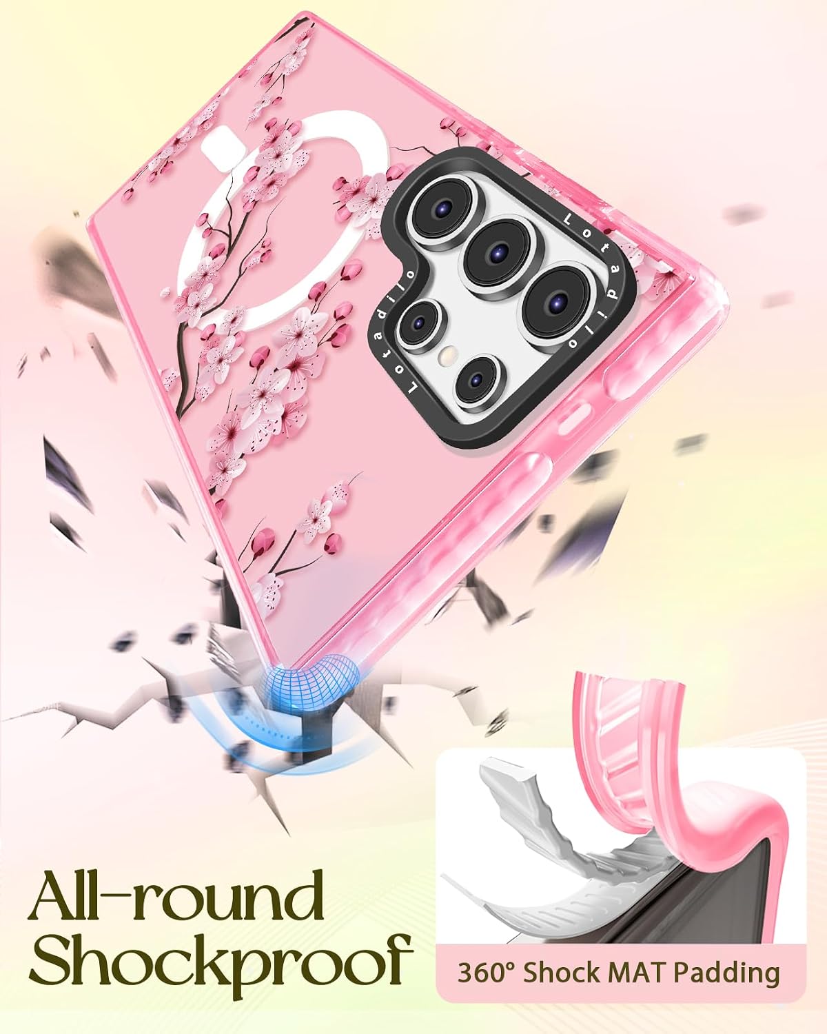 for Samsung Galaxy S25 Ultra Case for Women, Peach Blossom