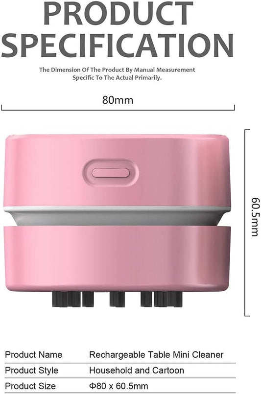 Desktop Vacuum Cleaner,Mini Table dust Sweeper Energy Saving,High Endurance up to 400 mins,Cordless&360º Rotatable Design for Cleaning Hairs,Crumbs,Computer Keyboard (Pink Charging)