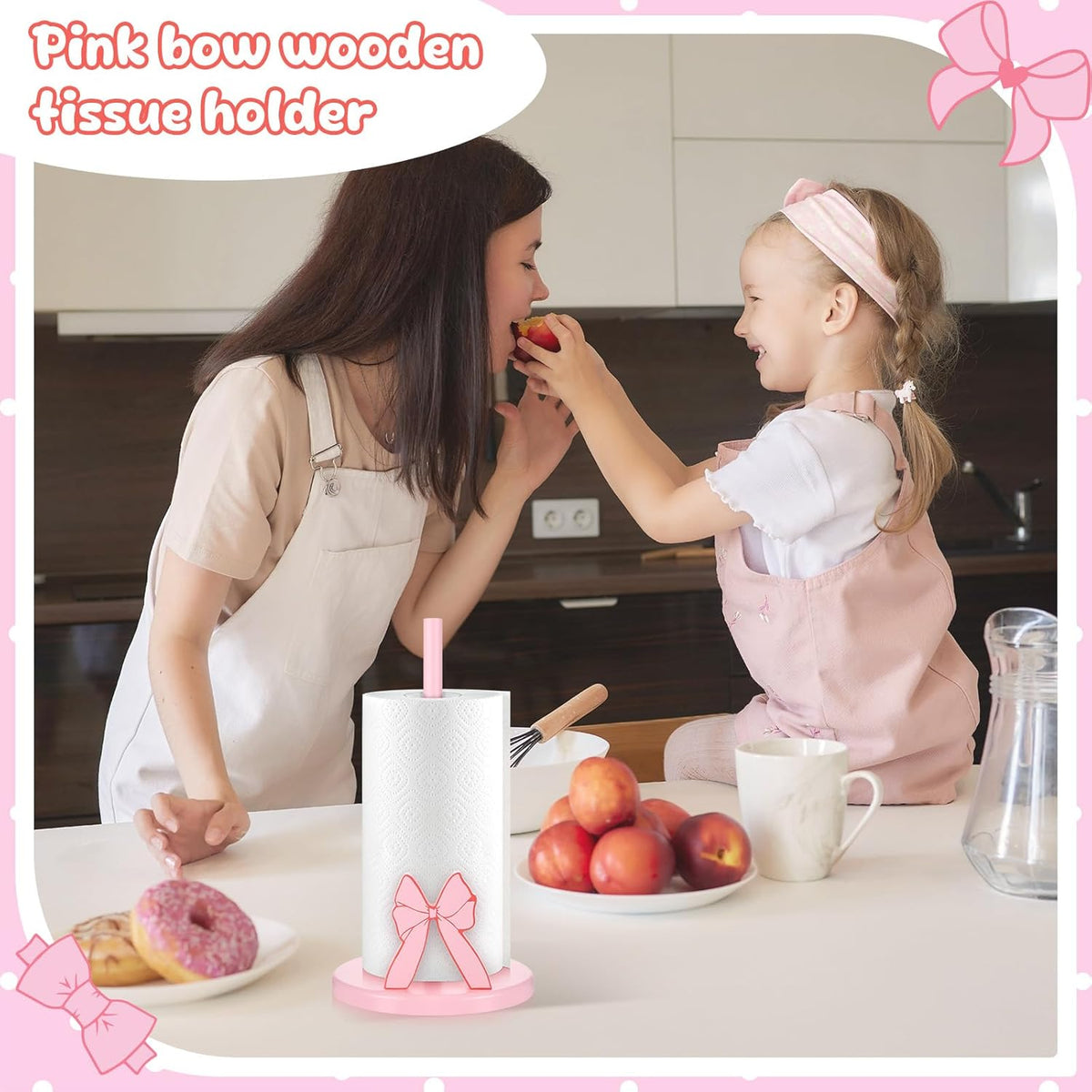 Pink Bow Paper Tissue Holders Bow Wooden Decorative Towel Holder