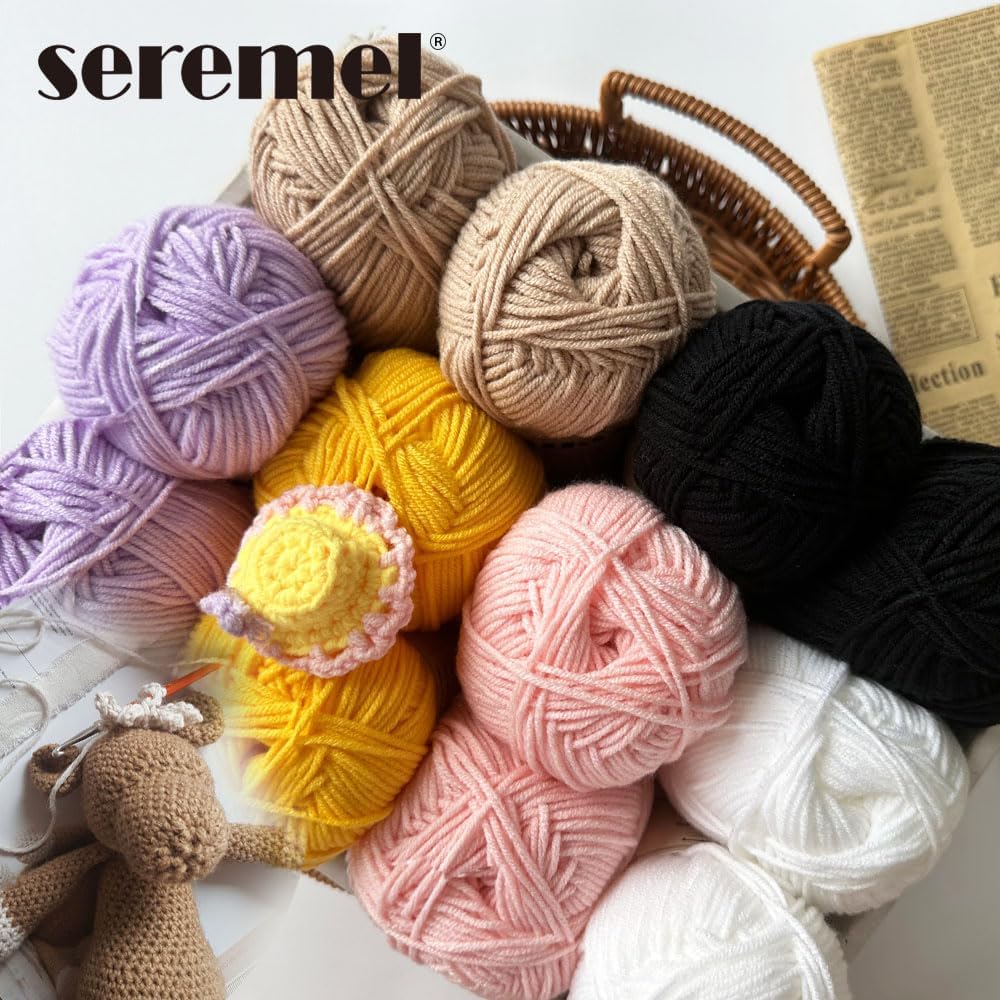 2 Pcs Crochet Yarn, 2 Balls of 100g/280Yards Soft Acrylic Yarns, Assorted Colors 4-ply Yarn for Crocheting and Knitting/DIY (Baby Pink-2)