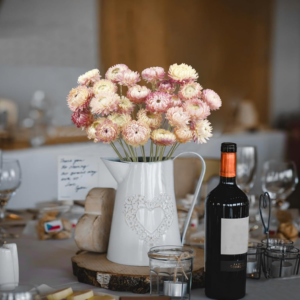 20 Pcs Natural Dried Daisy Flowers Bouquet Dried Flower Pink Daisies Dried Sunflowers Chrysanthemum with Stem for Wedding Farmhouse Table Vase Decor Home DIY Flower Arrangement
