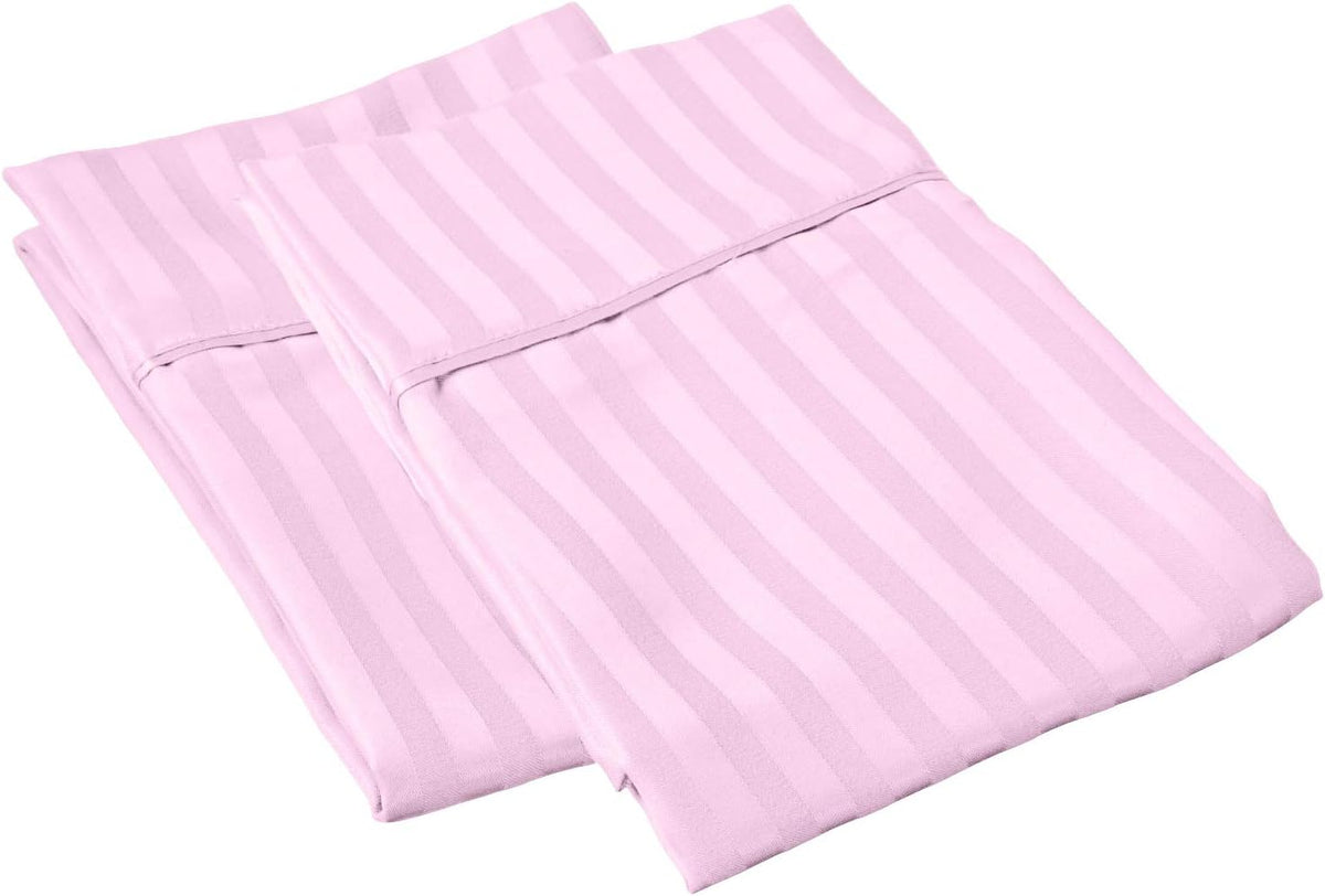 100% Cotton Cotton Standard (20x26) Pillowcases - Set of 2 - Pillow Cases 20x26 Pillow Covers - Envelope Closure Pillowcases, (Stripe, Light Pink)