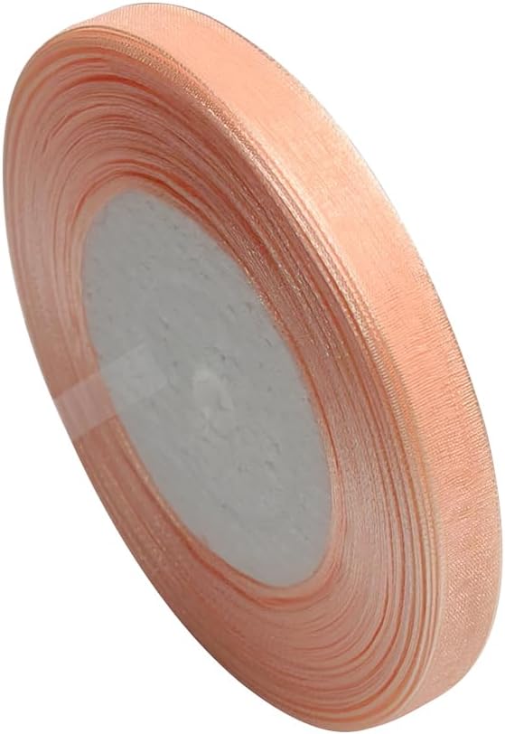 Solid Organza Ribbon 3/8" Peach 1 Roll 50 Yards Craft Bow Party Decoration Packing Ribbons (Peach, 3/8"(10mm))