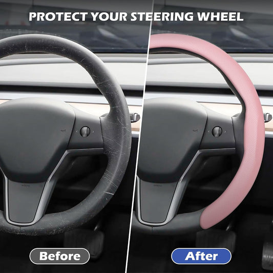 Frani Nappa Leather Steering Wheel Cover, 14.5-15 Inch,Pink