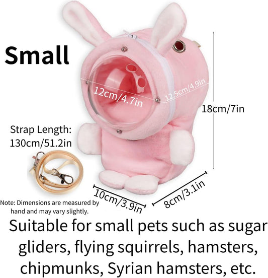 Mini Pet Carrier Clear Window Travel Bag for Sugar Glider (Pink,Small)