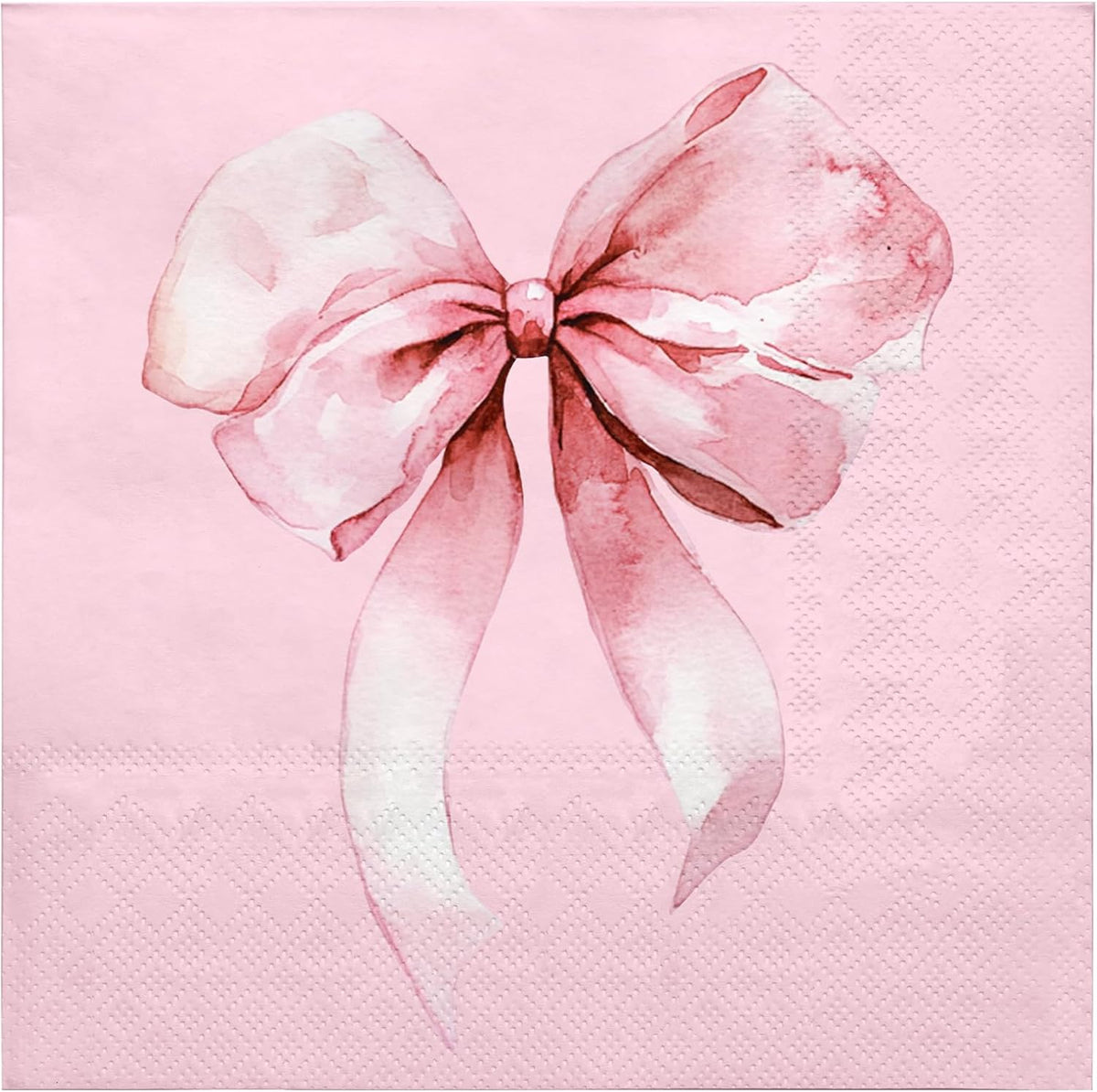 50 Pcs Bow Napkin Paper, 3 Ply Disposable Pink with Cute Bows Deisgn Luncheon Cocktail Dinner Paper Napkins for Baby Girls, 5 x 5 Inch