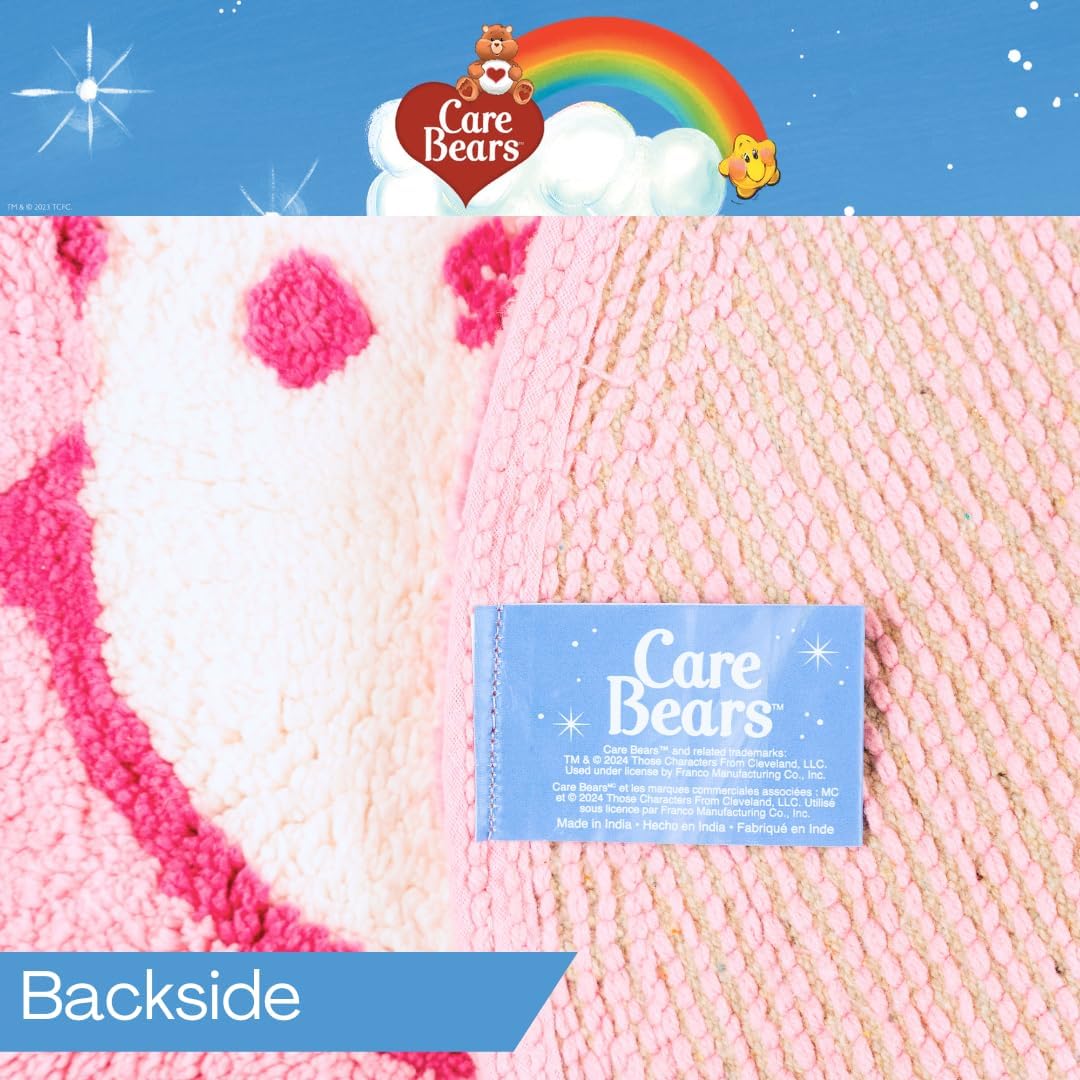Care Bears Cheer Bear Pink Cotton Non Slip Plush Bathroom Mat Rug (Officially Licensed Product)