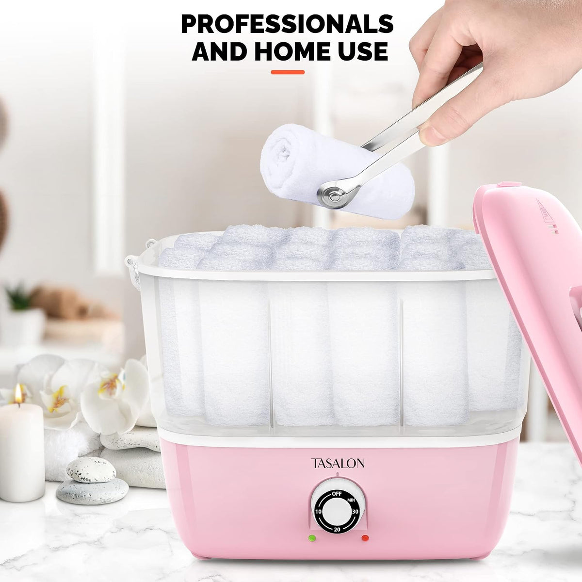 Hot Towel Steamer for Facials, Hot Towel Warmer Quickly Heats Up in 5 Minutes, Portable Towel Machine Fits 16 Mini Towels, Salon Equipment Towel Warmer for Facials, Spa, Massage, Pink