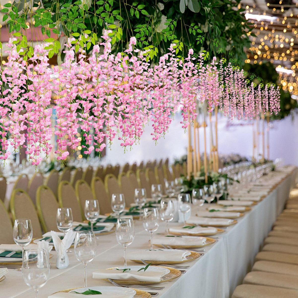 Alotiki Wisteria Hanging Flowers,36 Pack Fake Hanging Flowers Wisteria Artificiales Garland for Home Wedding Arch Floral Party Garden Ceremony Outdoor Decor,3.6 Feet Long(36,Pink)