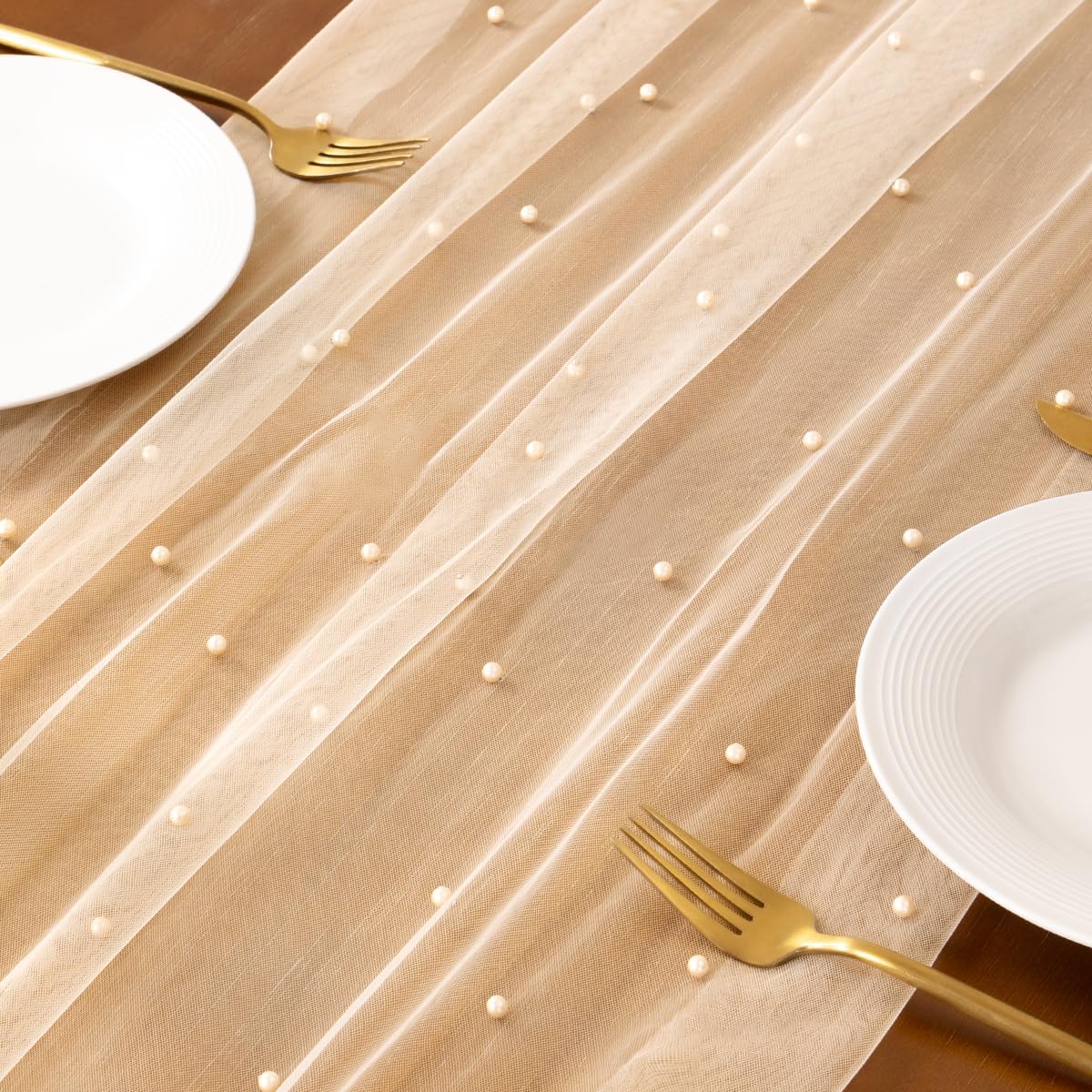 Pearl Table Runner Fall Tulle Gauze Sheer Wedding Party Home Decor