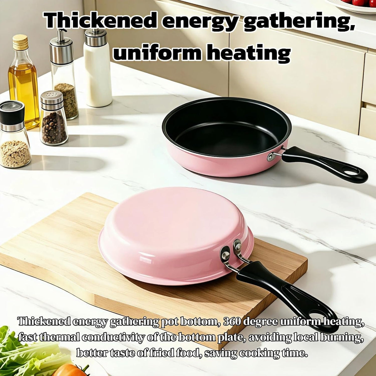 4.7 Inch Mini Nonstick Egg Frying Pan,Small Cast Iron Skillet with Heat Resistant Handle,Induction Compatible Tiny Pan for Gas Electric Stove,Compact for Single Egg Pancakes Appetizers(Pink)