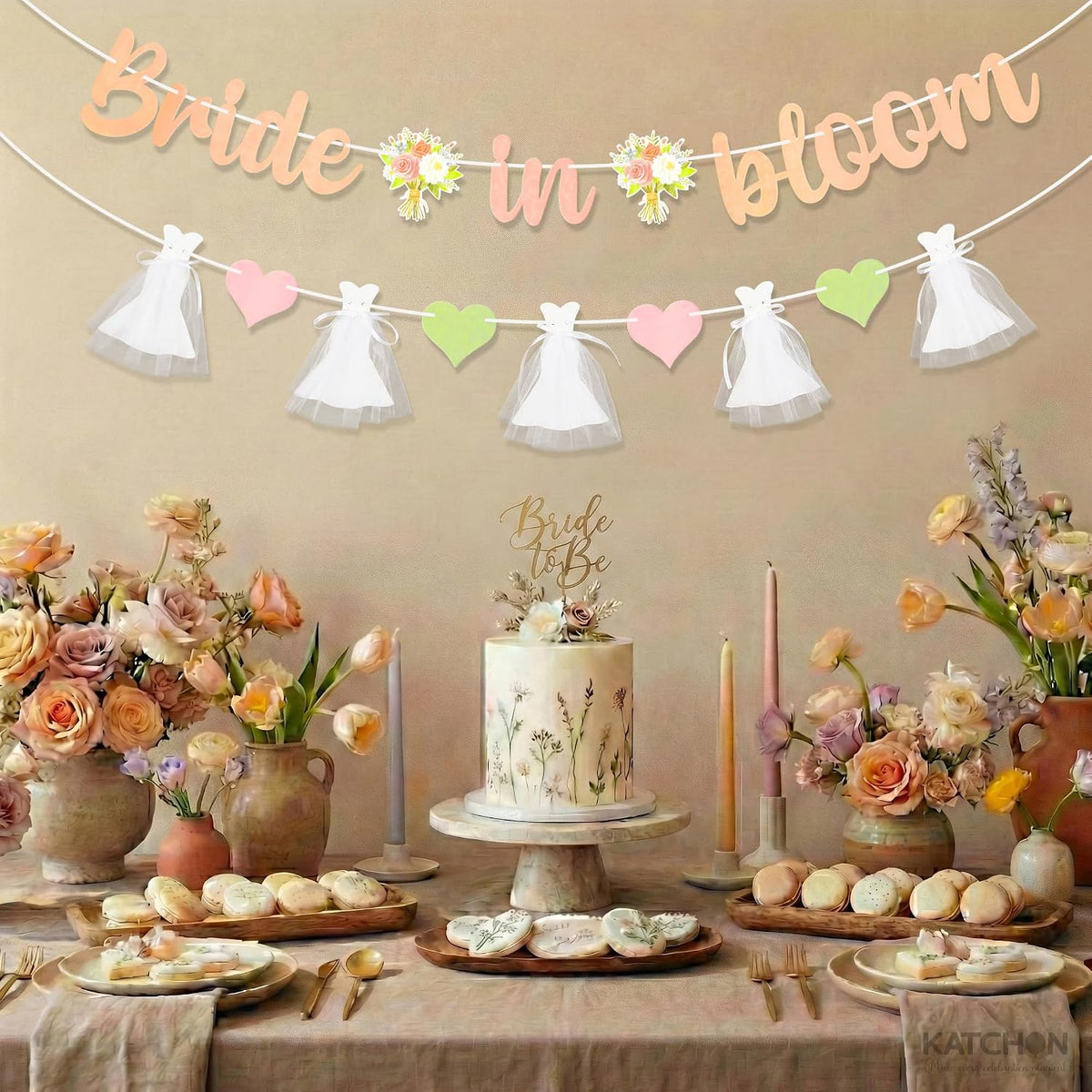 pre strung Bride in Bloom Banner with Hearts - 10 Feet