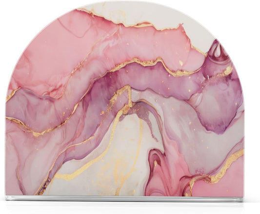 Napkin Holder for Table Marble Abstract Pink Gold Paper Napkin Holders for Kitchen Dinner Table Cocktail Napkins Dispenser