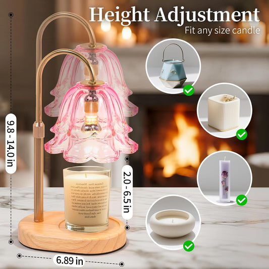 Flower Candle Warmer Lamp with Timer - Dimmable Electric Candle Warming Lamps, Adjustable Wax Melter Wamers Light for Jar Candles, Birthday Gifts for Women, Christmas New Home Decor