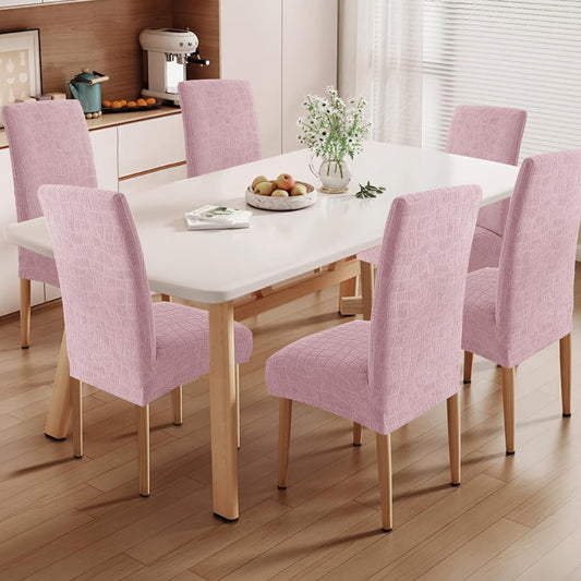 SYSLOON Waterproof Chair Covers for Dining Chairs – 4 Pack,Pink