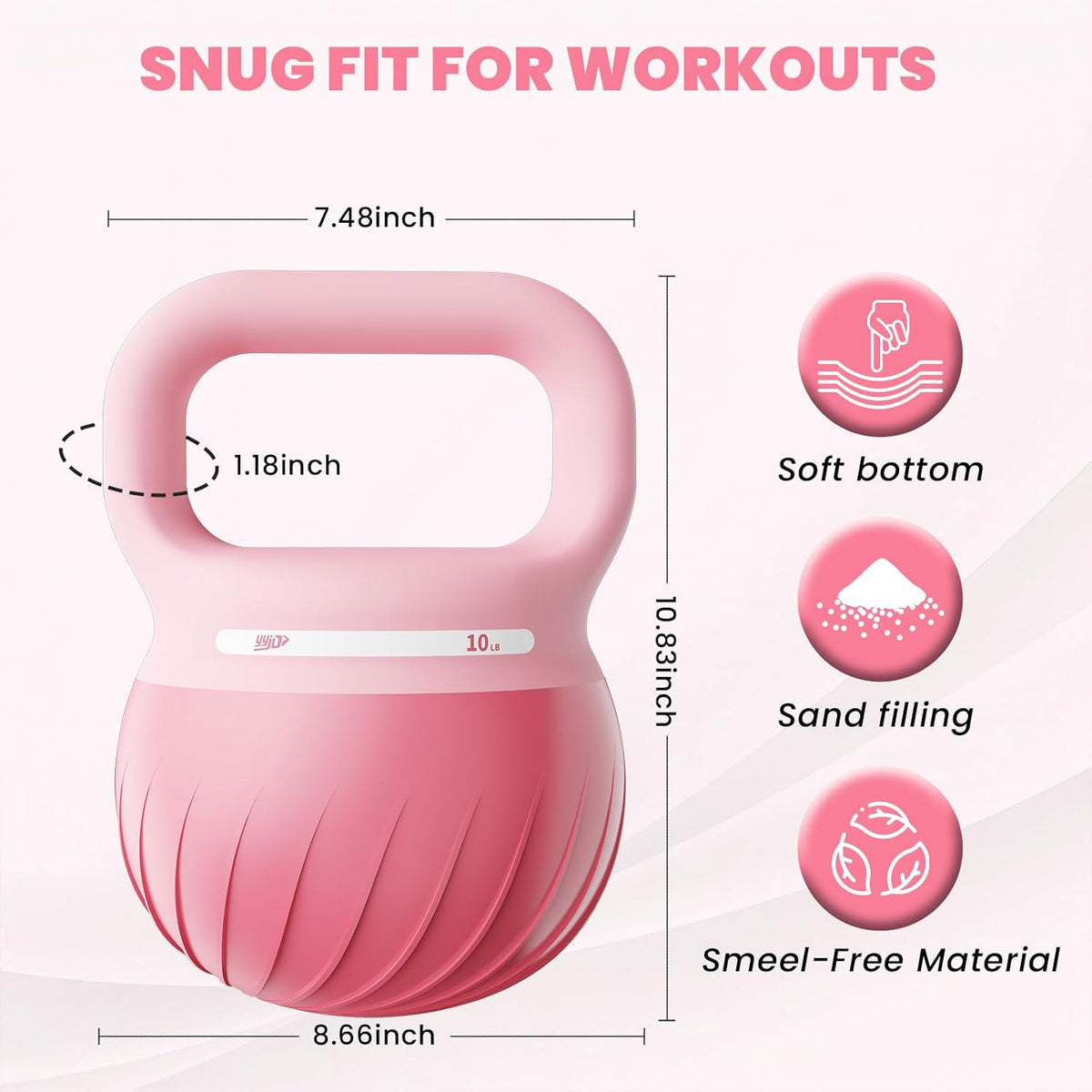 Soft Kettlebell - Shook Resistance Base Anti-Slip, Wide-Grip Handle 5/10/15 LBS Weights Strength and Safety for Women and Men Workout- Color Coded