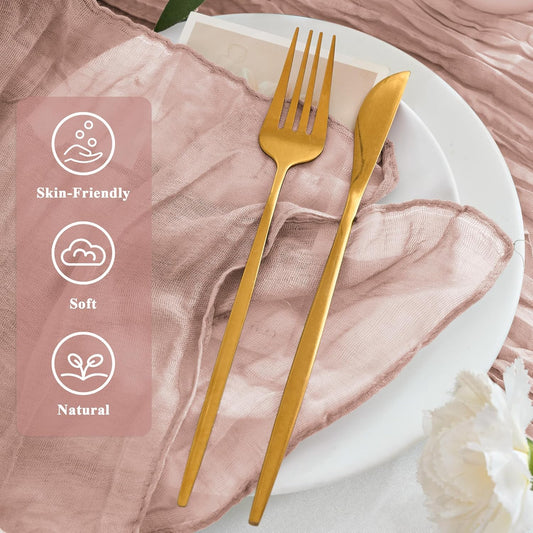 12 Pack Cheesecloth Napkins 20"x20" Dusty Pink Boho Gauze Cheese Cloth Napkins Bulk Rustic Dinner Table Decor for Wedding Bridal Baby Shower Party