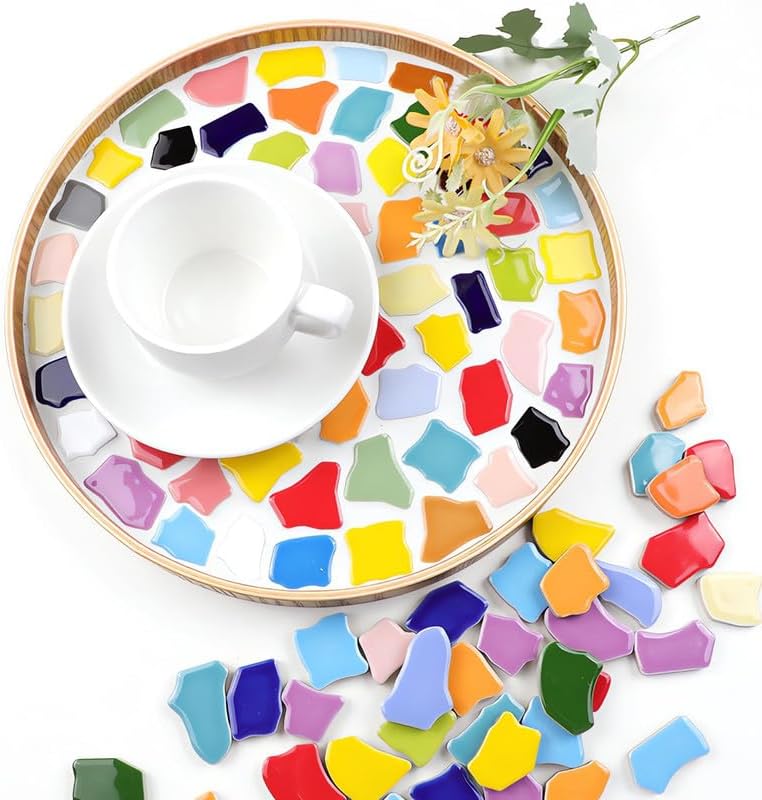 0.99 lb Glue Down Irregular Ceramics Mosaic Tile Adult Children Handmade Ceramics Craft for Outdoor Bathroom Kitchen Home Decoration DIY Art Projects(Pink)