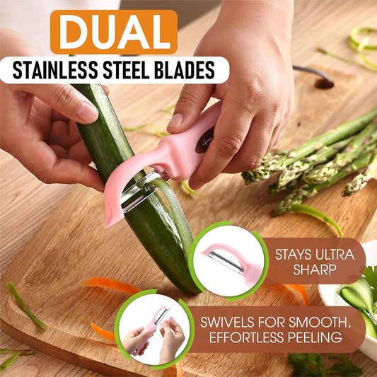 Swivel Vegetable Peeler with Soft Grip Handle, Pink Lemonade