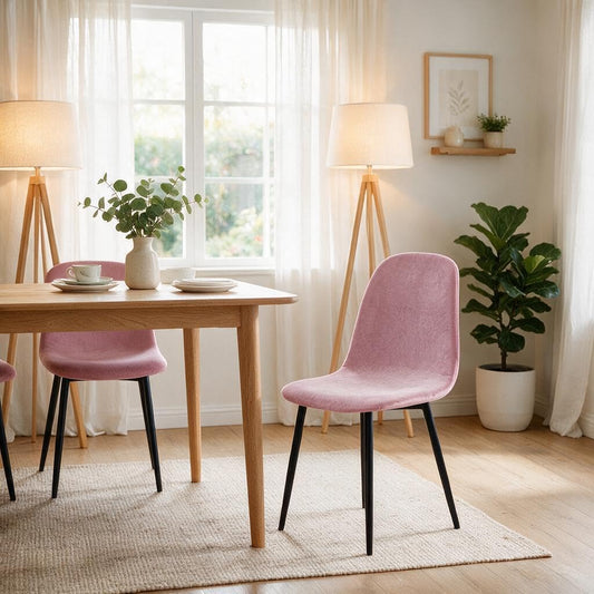 Pack of 4 Velvet Mid Century Modern Dining Chair Covers, Armless Chair Cover,Living Room Side Chair Slipcovers (Pink)