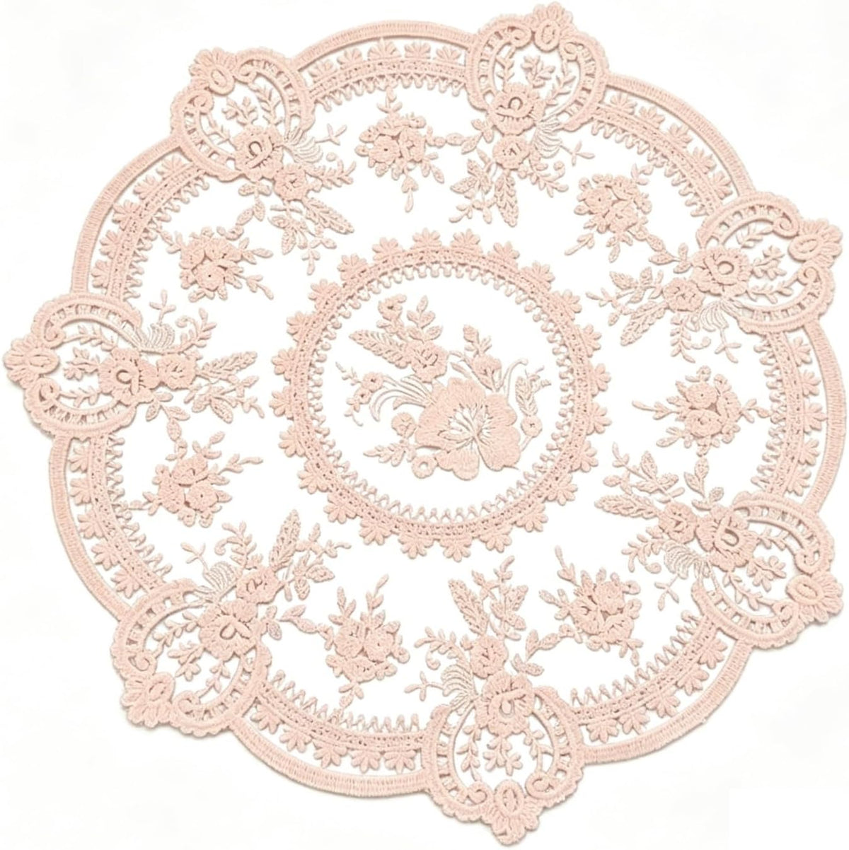 33/40/60cm Table Mat Embroidery Lace Coffee for Cups Vase Lamp Pad(Pink,40CM)