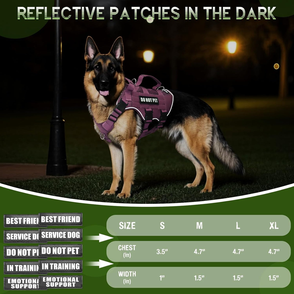 Tactical Molle Vest Mesh Dog Harness with 10 Removale Pet Patches