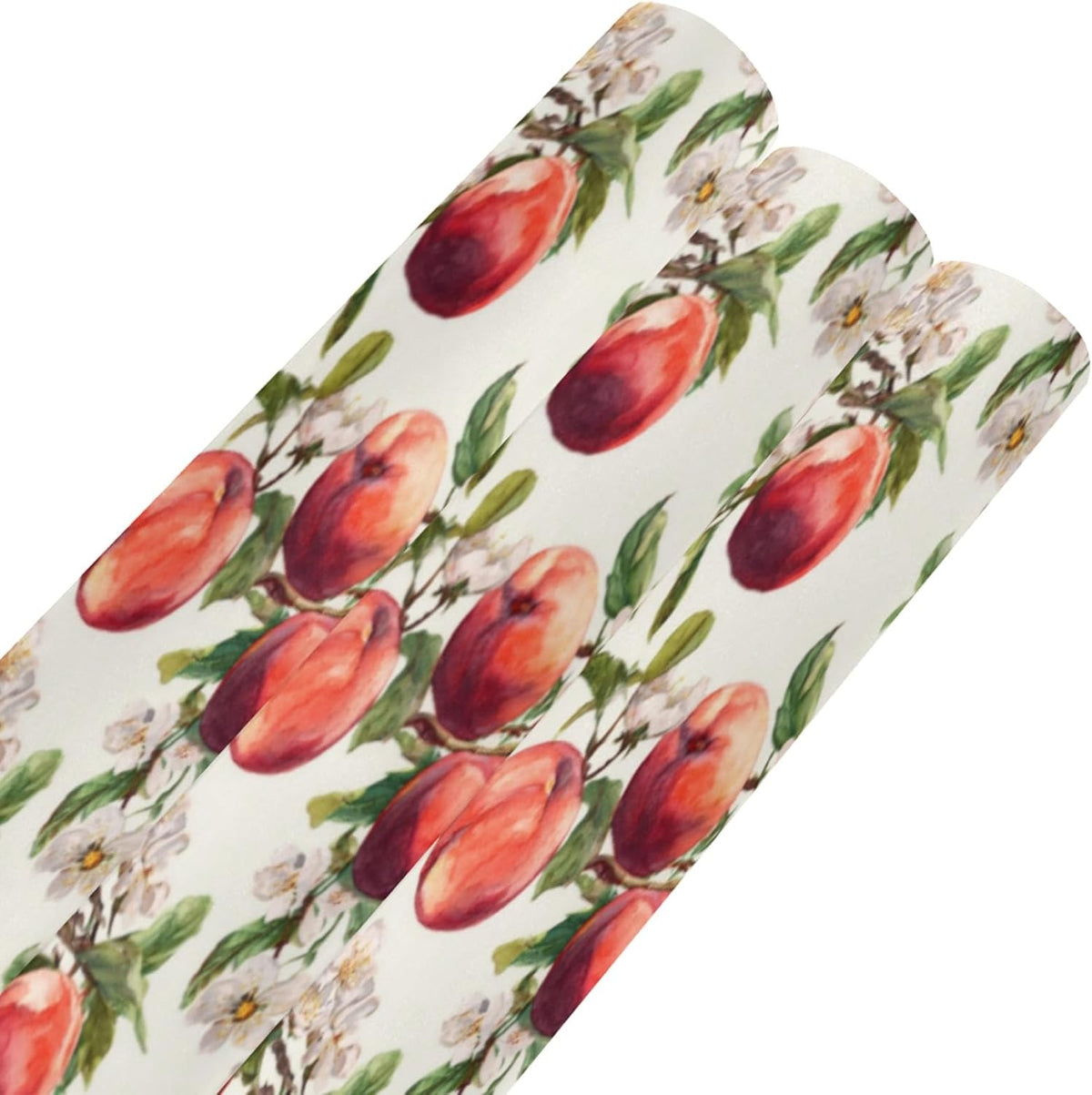 3 Rolls Birthday Wrapping Paper Roll - Watercolor Peaches Design Gift Wrapping Paper for Christmas, Bridal, Holiday, Party, Baby Shower - 58 x 22.8 inch