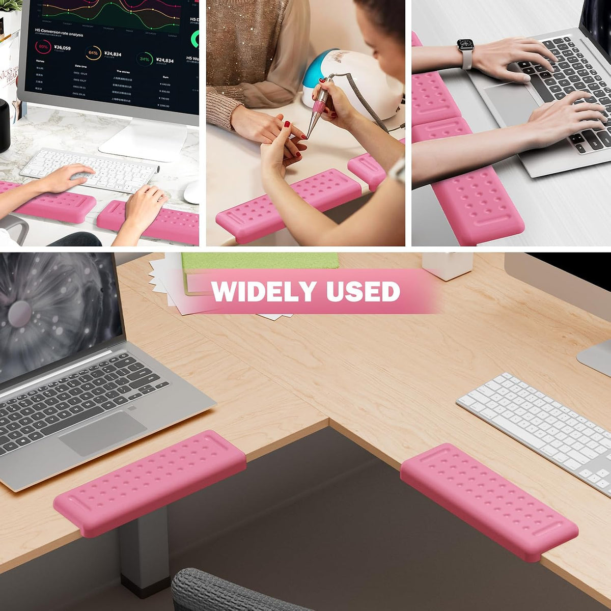 L-Shaped Desk Elbow Pads for Desk, Pink Memory Foam Arm Rest