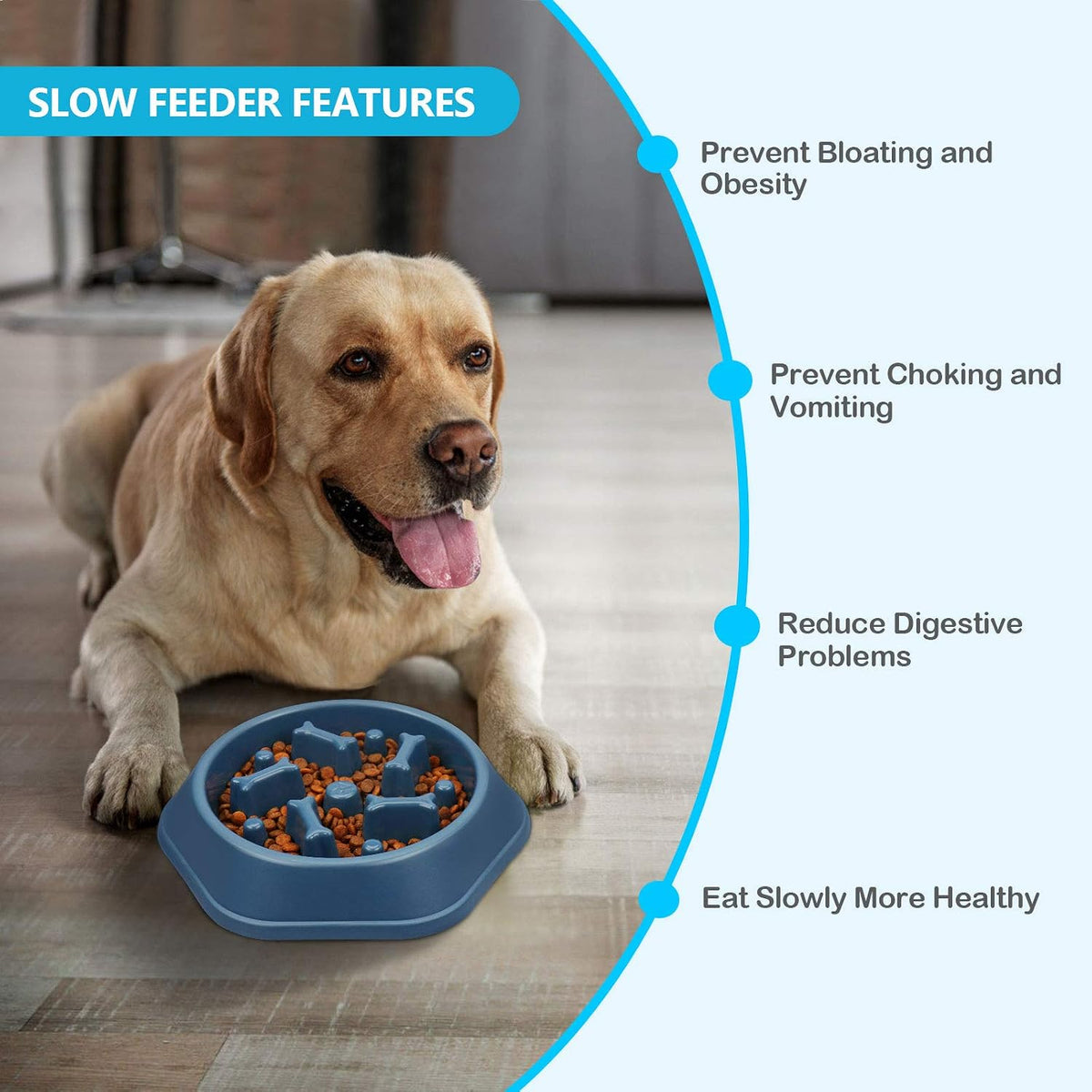 Slow Feeder Dog Bowl Anti-Chocking Slower Feeding Pet Puzzle Bowls
