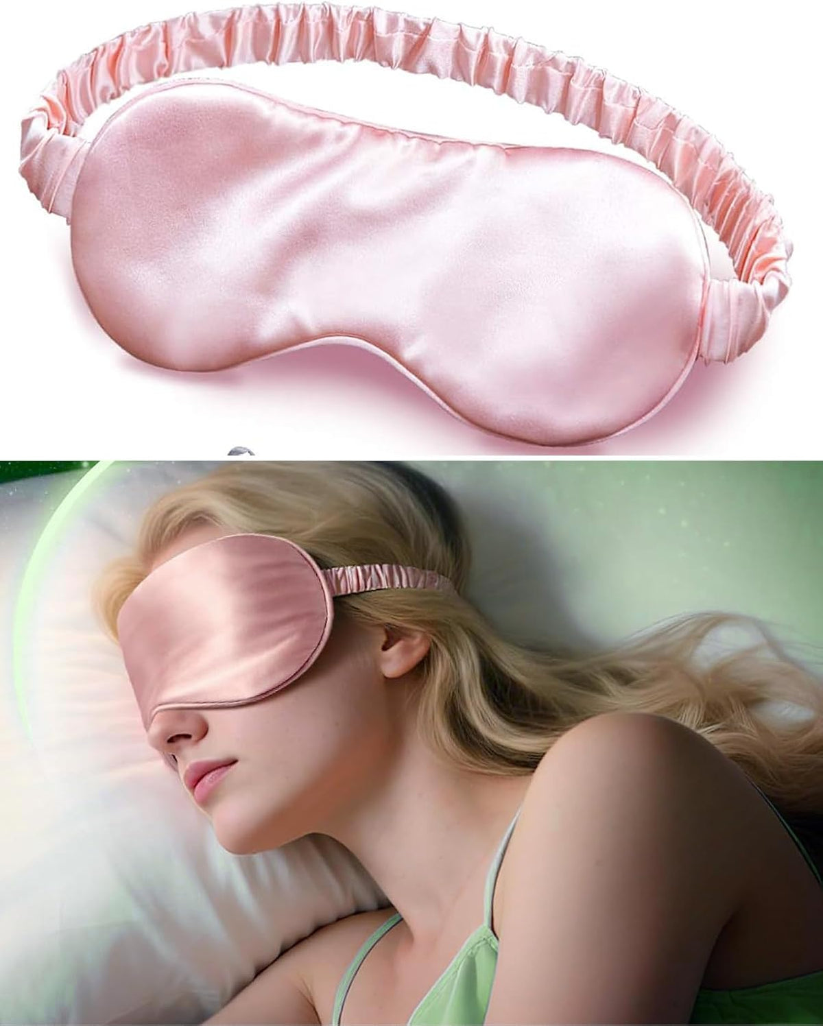 Silk Sleep Eye Mask,Blindfold with Elastic Strap,Soft Lightweight for Night Sleeping,Men, Women, Travel, and Naps,1 Pcs (Pink)