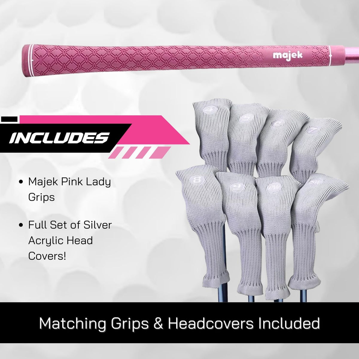 Pink Senior Ladies Golf Hybrids Irons Set New Senior Women Best All True Hybrid Ultra Light Weight Forgiving Fuchsia Woman Complete Package Includes 4 5 6 7 8 9 PW SW All Lady Flex Utility Clubs