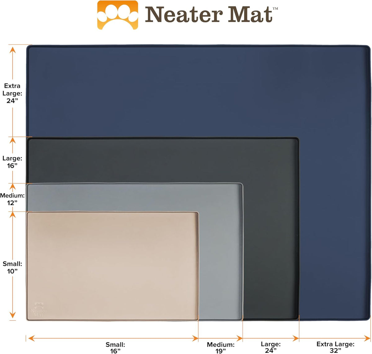 Neater Mat Pet Mats for Food and Water, Cat & Dog Bowl Mat Waterproof Silicone, Feeding Tray, Dog Food Mats for Floors, Placemat w/Raised Edge for Under Bowls, 24" x 16", Light Pink