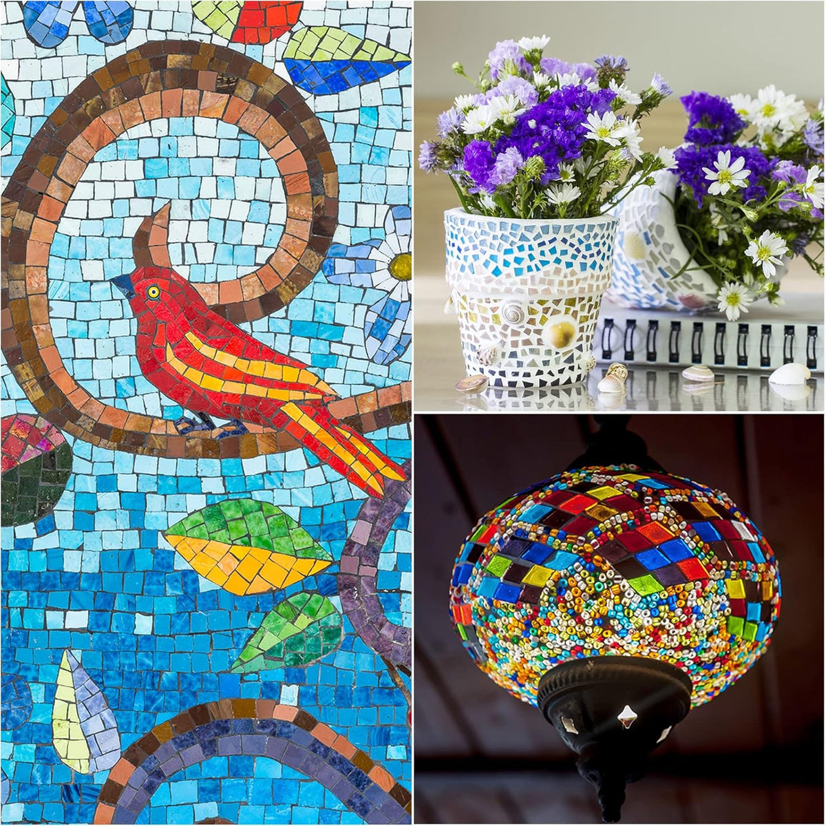 Mosaic Tiles 1x1cm Glass Mini Mosaic Tile Pink 110Pcs