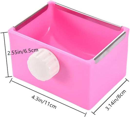 Hypeety Hamster Food Bowl Small Pet Feeder Food Water Bowl Fixable Plastic Hamster Food and Water Bowl Dispenser Durable Cage Bowl Feeder for Hamster Guinea Pig Rabbit Small Animals(Pink)