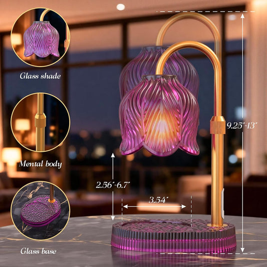 Flower Candle Warmer Lamp, Timer & 4-Level Dimmer, Adjustable Height