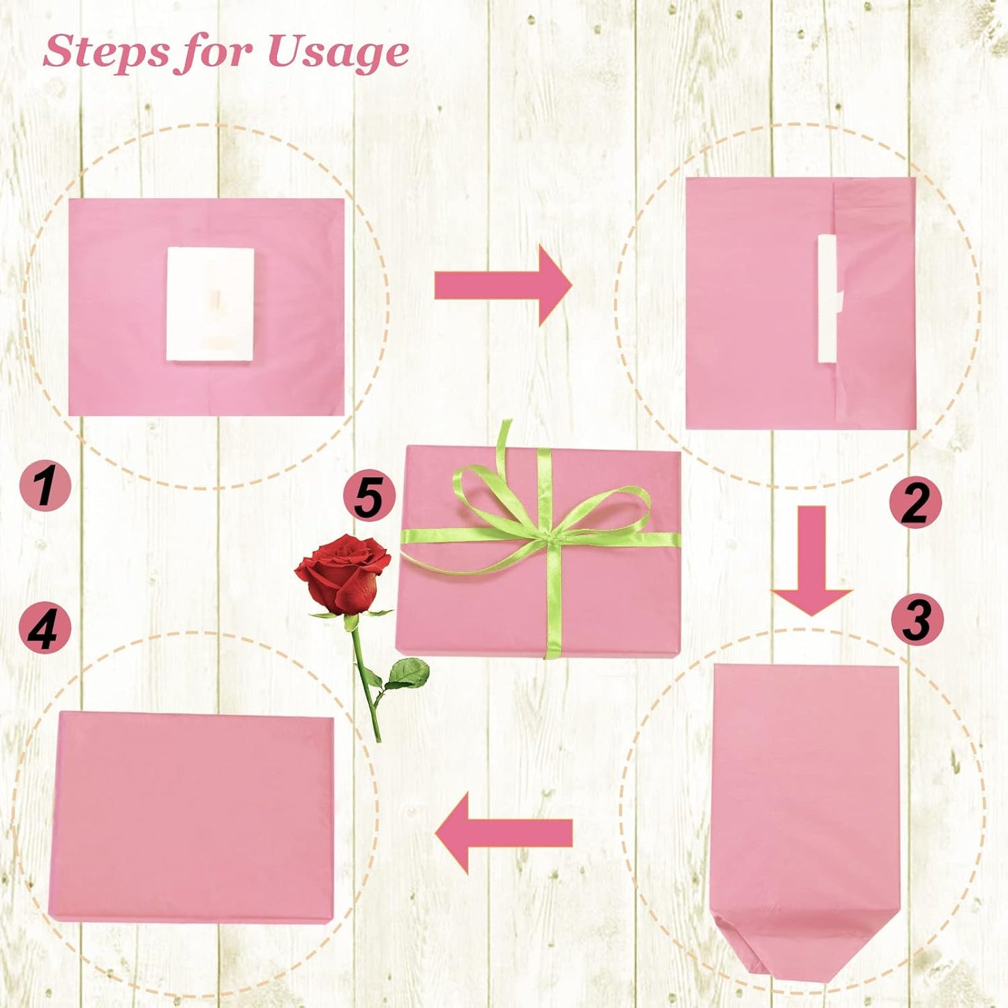 100 Sheets Pink Tissue Paper Artdly 14 x 20 Inches Pink Wrapping Paper Bulk for Weddings Birthday DIY Project Christmas