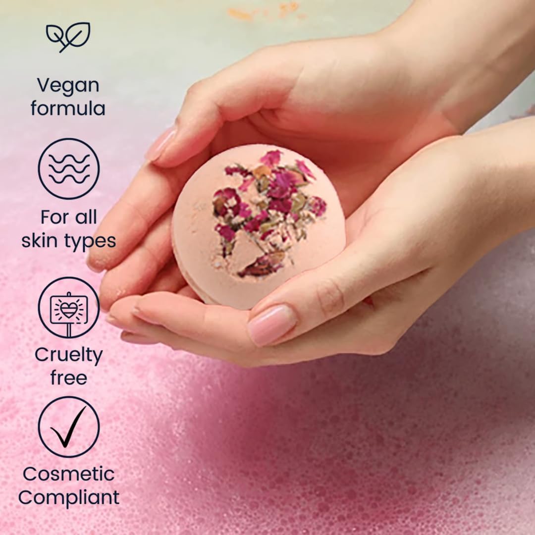 Bath Bombs for Women Spa Gift Set with Rose Essential Oils Sea Salt Relaxing Birthday Gift for Her Bubble Bath Skincare