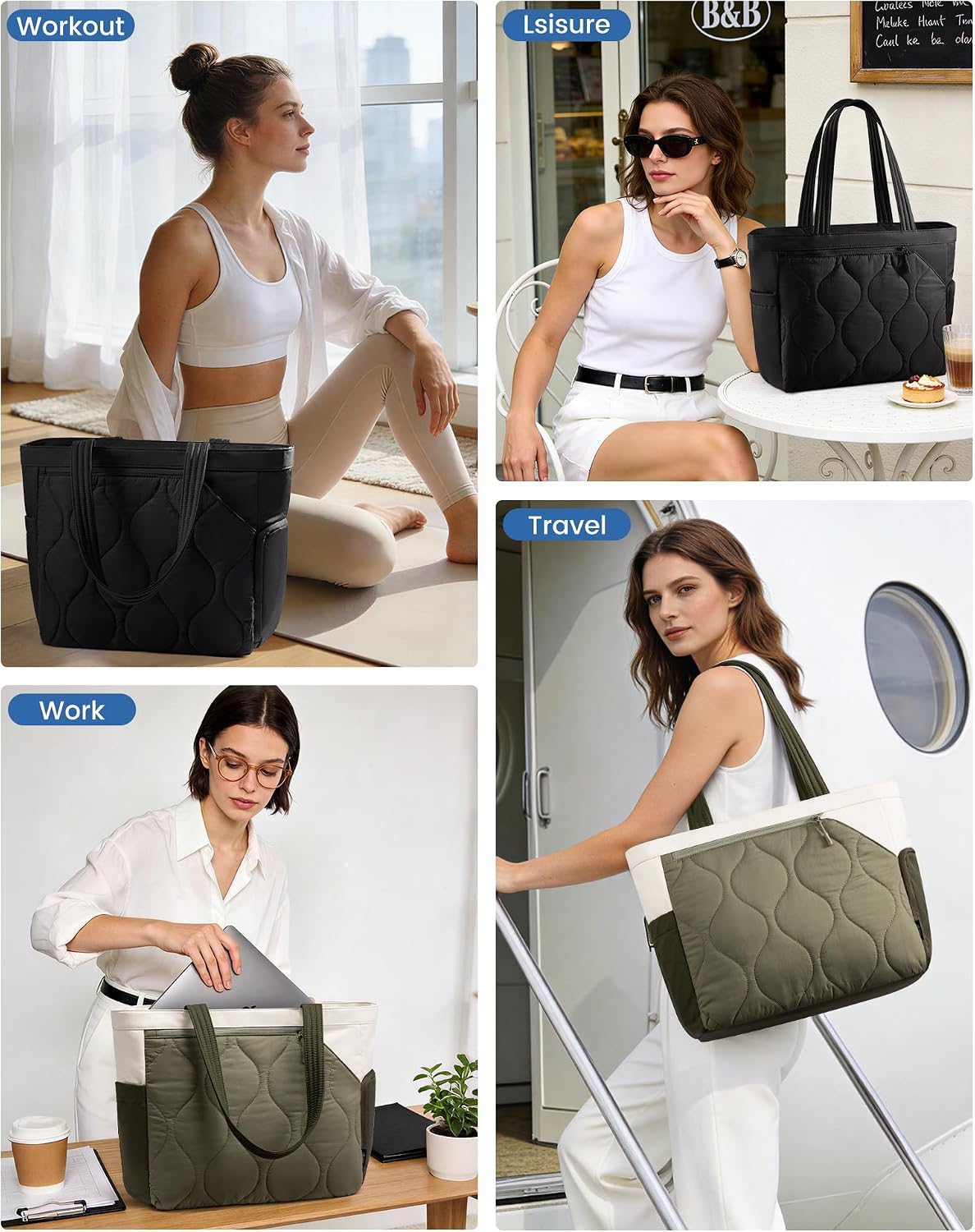 Tennis Gym Bag for Women - Tennis Tote Bag Holds 2 Rackets with Shoe Compartment & Wet Pocket, Water-Resistant Duffel Bags fits up to 15.6" Laptop for Travel