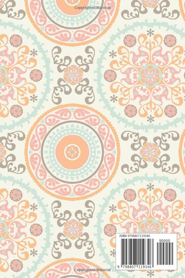 Pink Peach Pastel Mandala Design Notebook Journal Blank Wide Ruled Pages Paper Composition Book Daily Planner Notes