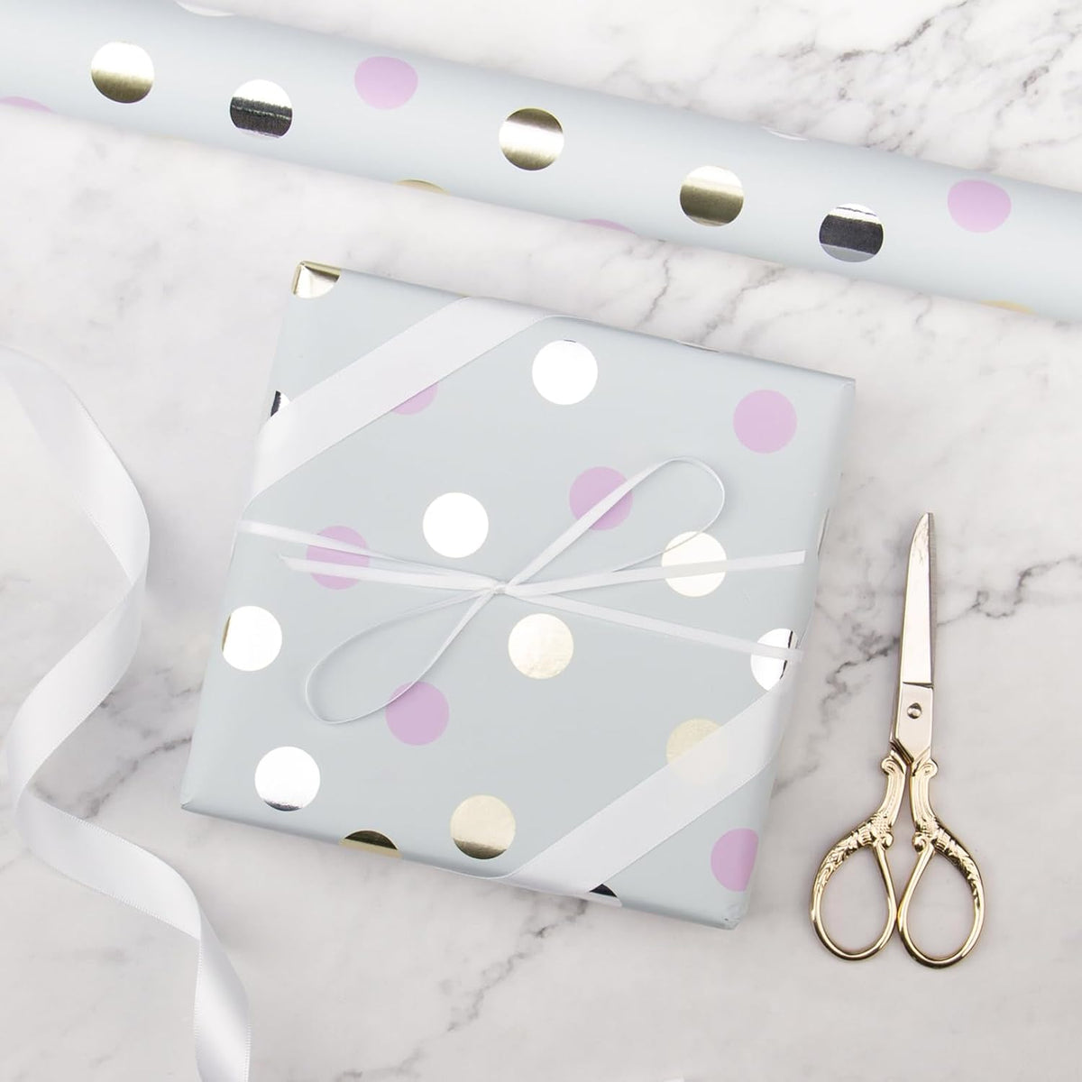 Pink Wrapping Paper - 12 Sheets Rose Gold and Pink Design Folded Flat for Wedding, Bridal Shower, Girls Birthday - 19.7 Inch x 30 Inch Per Sheet