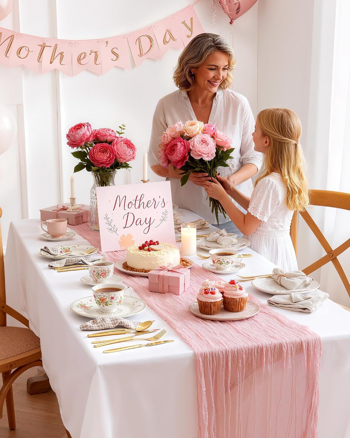 2 Pack Cheesecloth Table Runner 120 Inch Dusty Pink