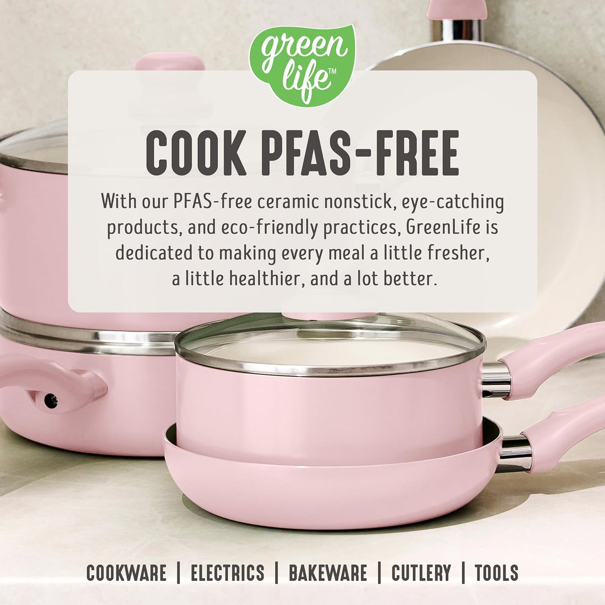 5QT Ceramic Nonstick Stockpot with Lid, Blush Pink