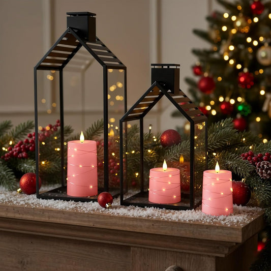 Pink Battery Operated Flameless LED Pillar Candle with Remote Timer