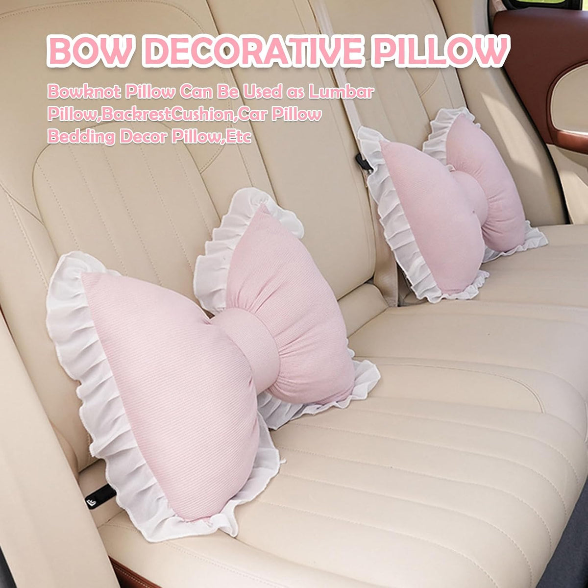 Set of 2 Bow Shaped Throw Pillow Soft Bowknot Decorative Pillows Cute Car Lumbar Pillows Novelty Bow Pillow for Sofa Couch Bed Living Room Bedroom