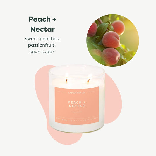. Peach & Nectar 2 Wick Scented Candle - 37 Hour Burn