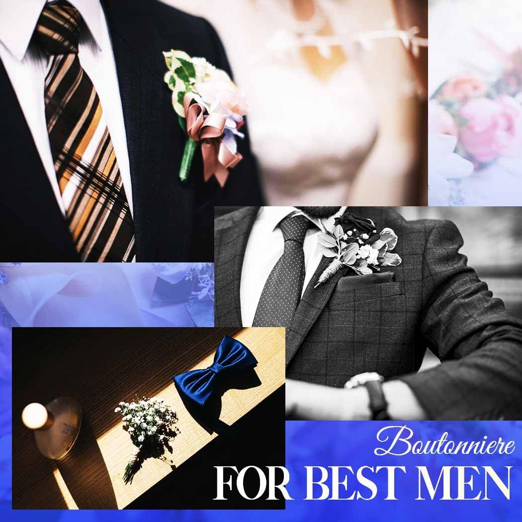 Wedding Rose Boutonniere Pink Groom Flower Men's Boutineer Prom Buttonholes Party Suit Decor Anniversary Accessories for Bridegroom and Man