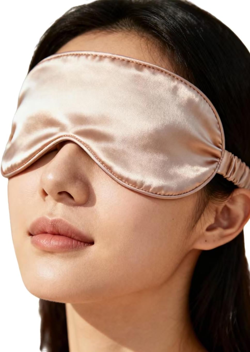 Pink Sleep Mask, Silk Eye Mask for Sleeping with Adjustable Strap, Satin Blackout Sleeping Eye Mask for Men&Women, Comfortable Blindfold Eyeshade for Night Sleep