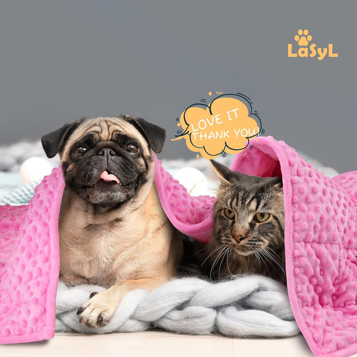 Weighted Blanket for Pets | Thunder Blanket for Dogs Anxiety | Premium Soft Minky | Relaxation & Calming & Anti Anxiety | Used in Car, Bed, Couch | Pink, Washable Small (24"x32")